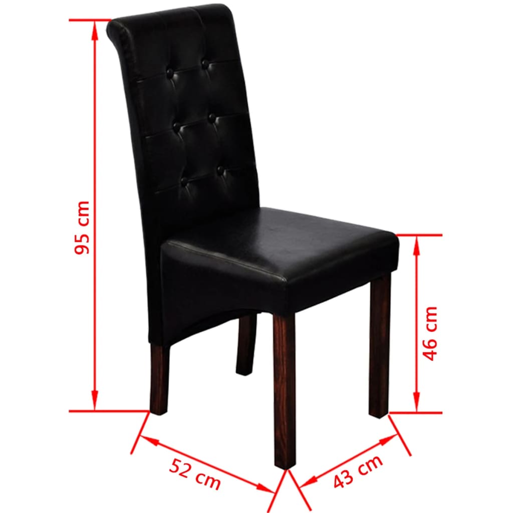 vidaXL Dining Chairs 4 pcs Black Faux Leather