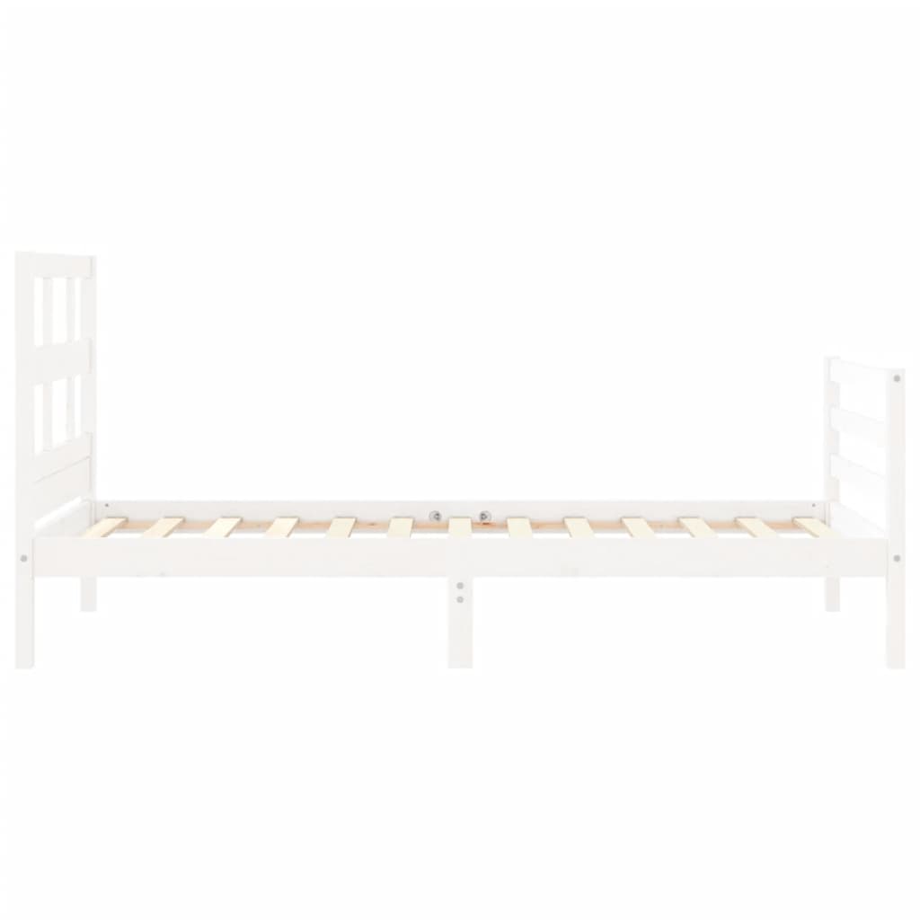 vidaXL Bed Frame without Mattress White Single Solid Wood