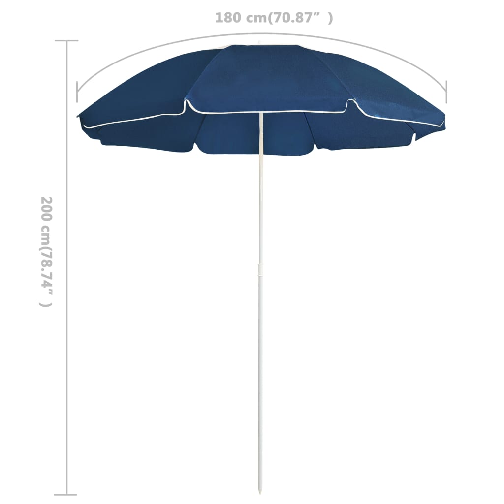 vidaXL Garden Parasol with Steel Pole Blue 180 cm