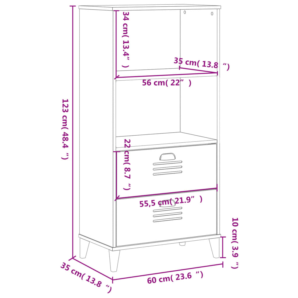 vidaXL Bookcase VIKEN Black 60x35x123 cm Engineered Wood