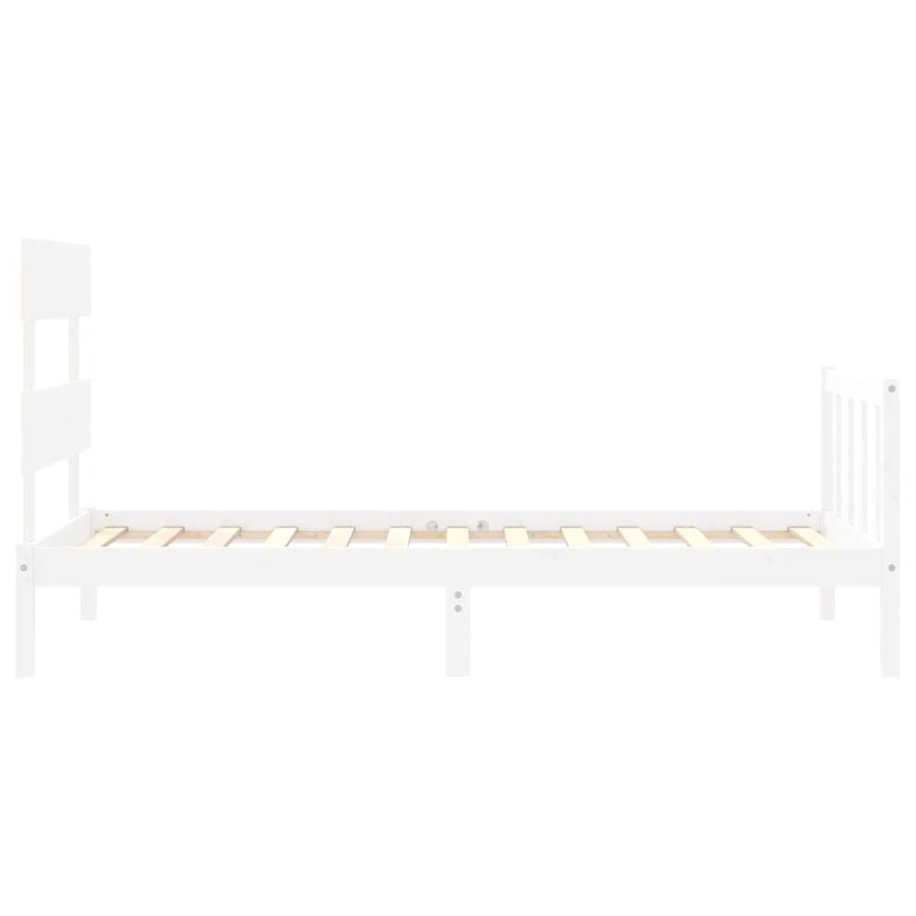 vidaXL Bed Frame without Mattress White Single Solid Wood Pine