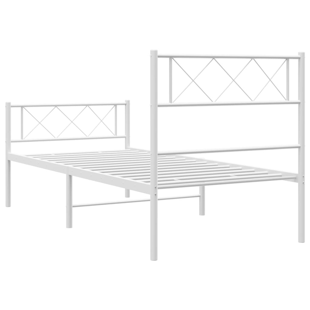 vidaXL Metal Bed Frame without Mattress with Footboard White 107x203 cm