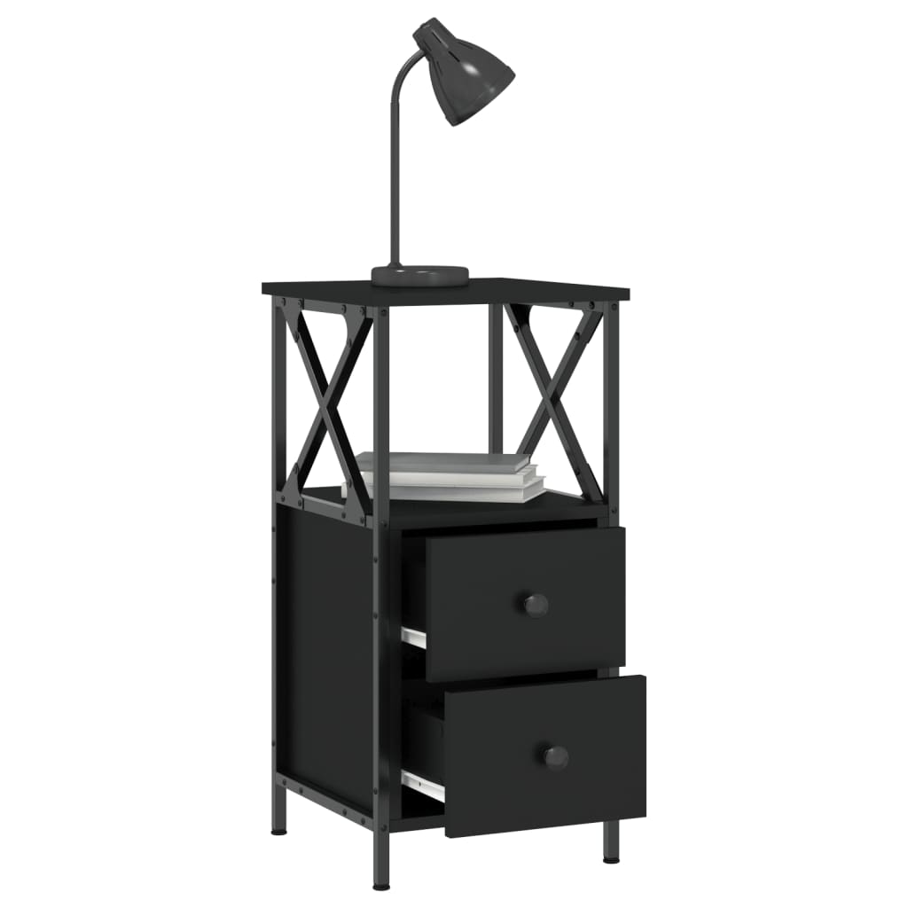 vidaXL Bedside Cabinet Black 34x35.5x70 cm Engineered Wood