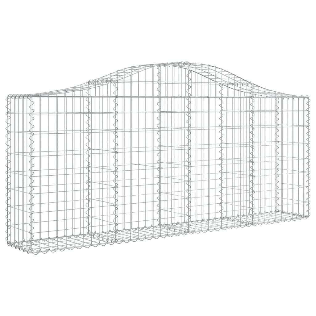 vidaXL Arched Gabion Baskets 2 pcs 200x30x80/100 cm Galvanised Iron