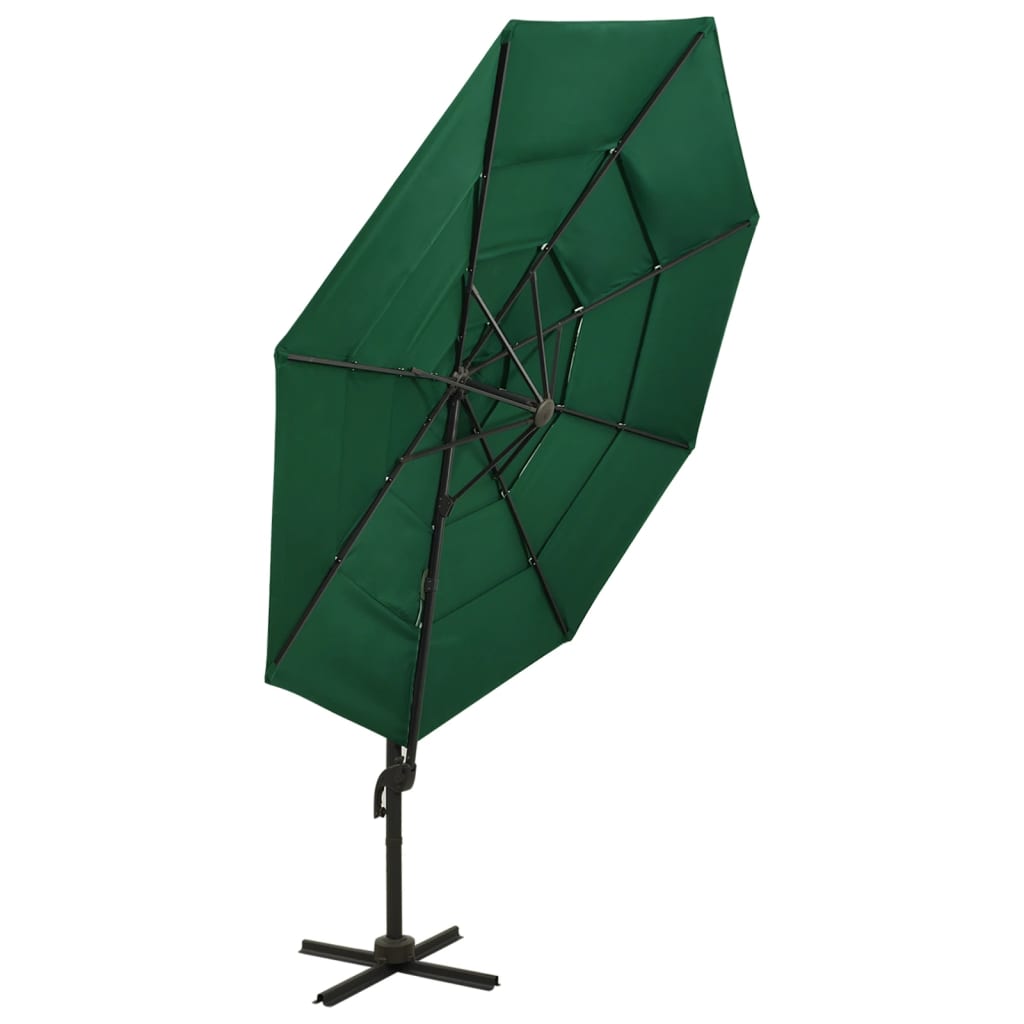 vidaXL 4-Tier Garden Parasol with Aluminium Pole Green 3x3 m