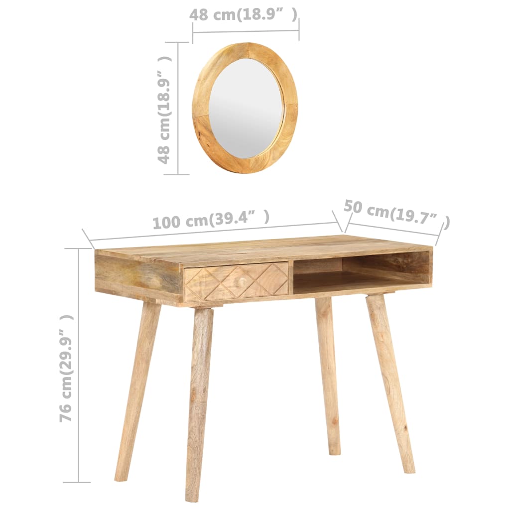 vidaXL Dressing Table 100x50x76 cm Solid Mango Wood