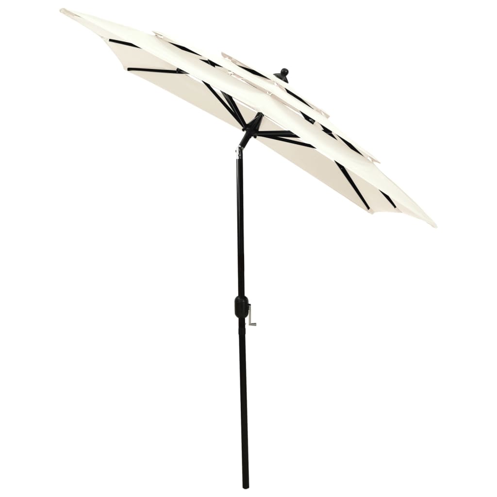 vidaXL 3-Tier Garden Parasol with Aluminium Pole Sand 2x2 m