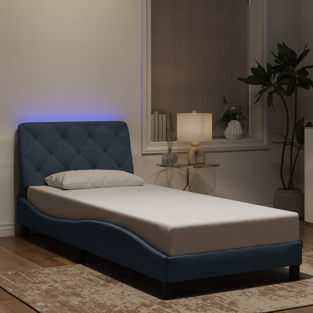 vidaXL Bed Frame with LED without Mattress Dark Grey 90x190 cm Velvet