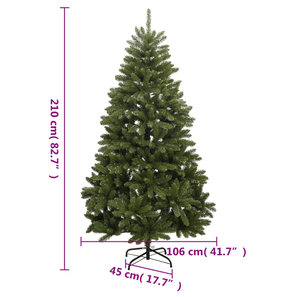 vidaXL Artificial Hinged Christmas Tree 300 LEDs & Ball Set 210 cm