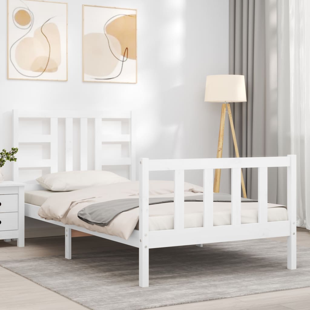 vidaXL Bed Frame without Mattress White 90x190 cm Single Solid Wood Pine