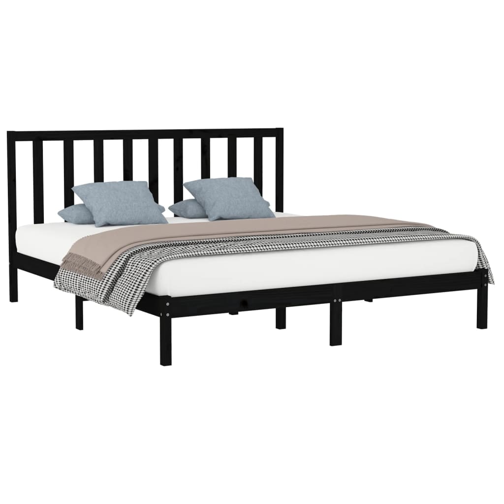 vidaXL Bed Frame without Mattress Black 180x200 cm Super King Solid Wood