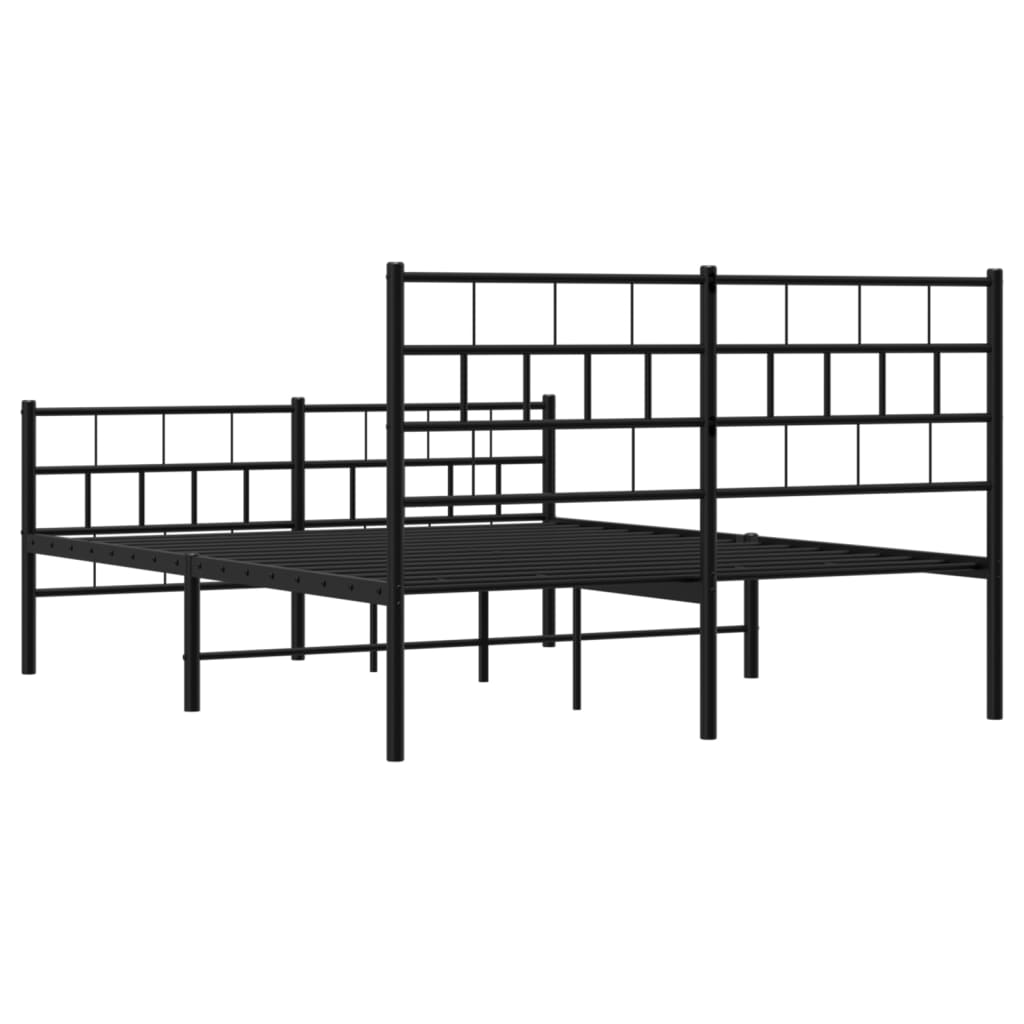 vidaXL Metal Bed Frame without Mattress with Footboard Black 150x200 cm King Size