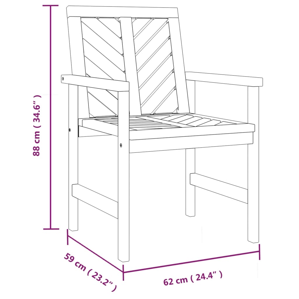 vidaXL Garden Dining Chairs 3 pcs Solid Wood Acacia