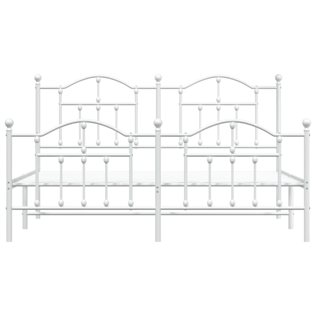 vidaXL Metal Bed Frame without Mattress with Footboard White 180x200cm