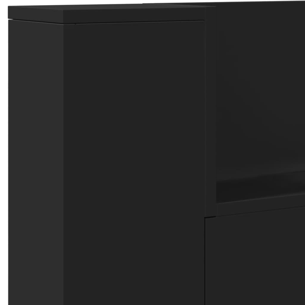 vidaXL Headboard Cabinet with LED Black 220x16.5x103.5 cm