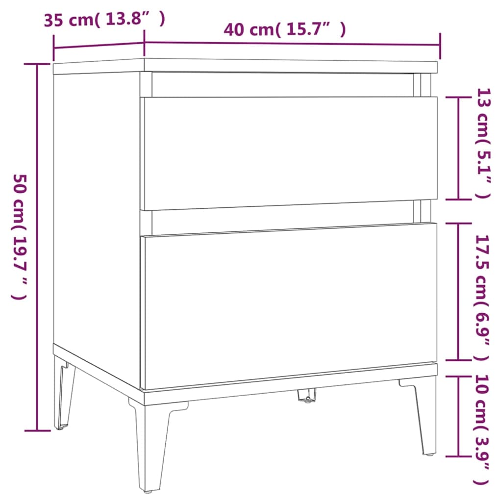 vidaXL Bedside Cabinets 2 pcs Sonoma Oak 40x35x50 cm