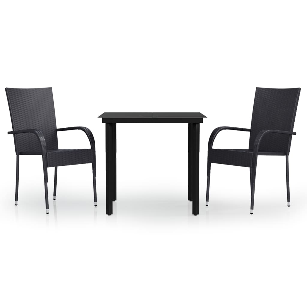 vidaXL 3 Piece Outdoor Dining Set Black