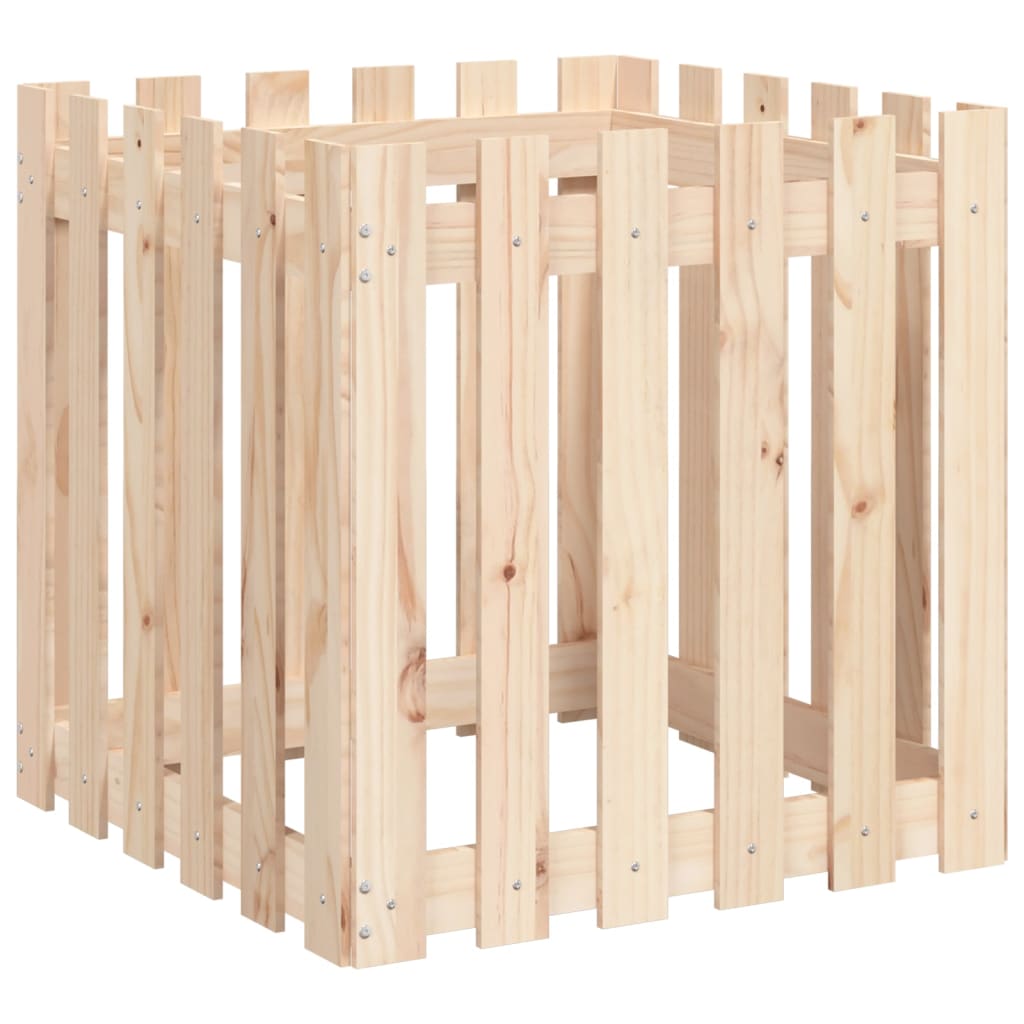 vidaXL Garden Planter with Fence Design 60x60x60 cm Solid Wood Pine