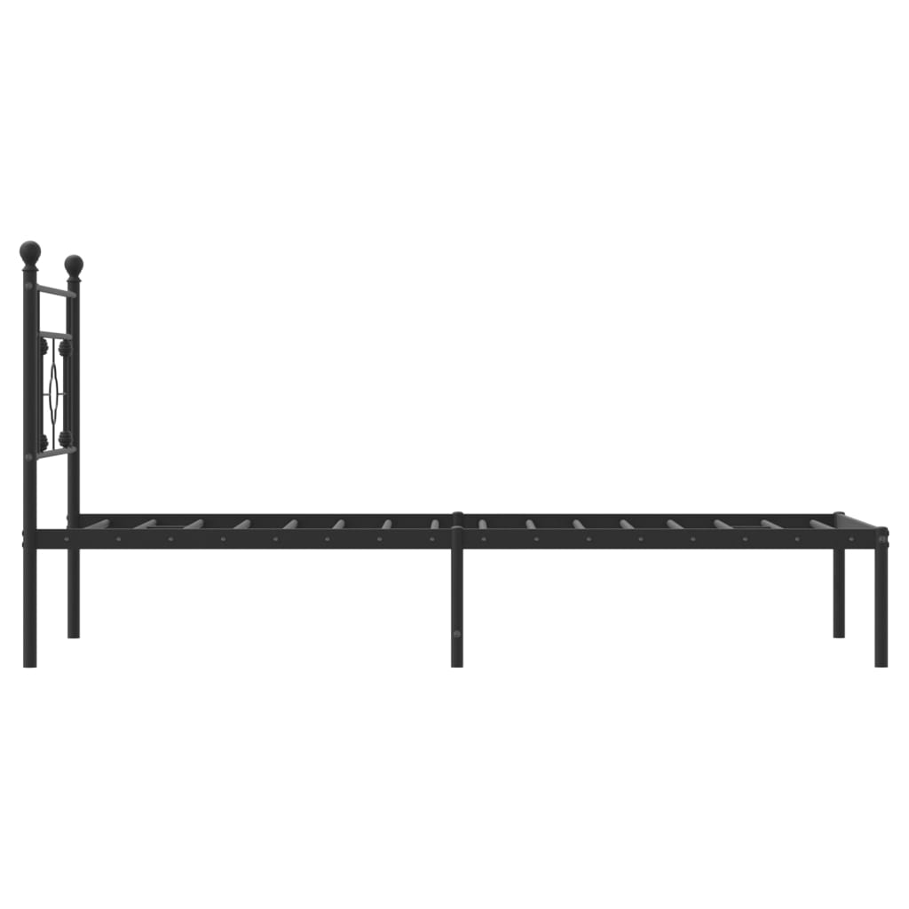 vidaXL Metal Bed Frame without Mattress with Headboard Black 90x190 cm Single