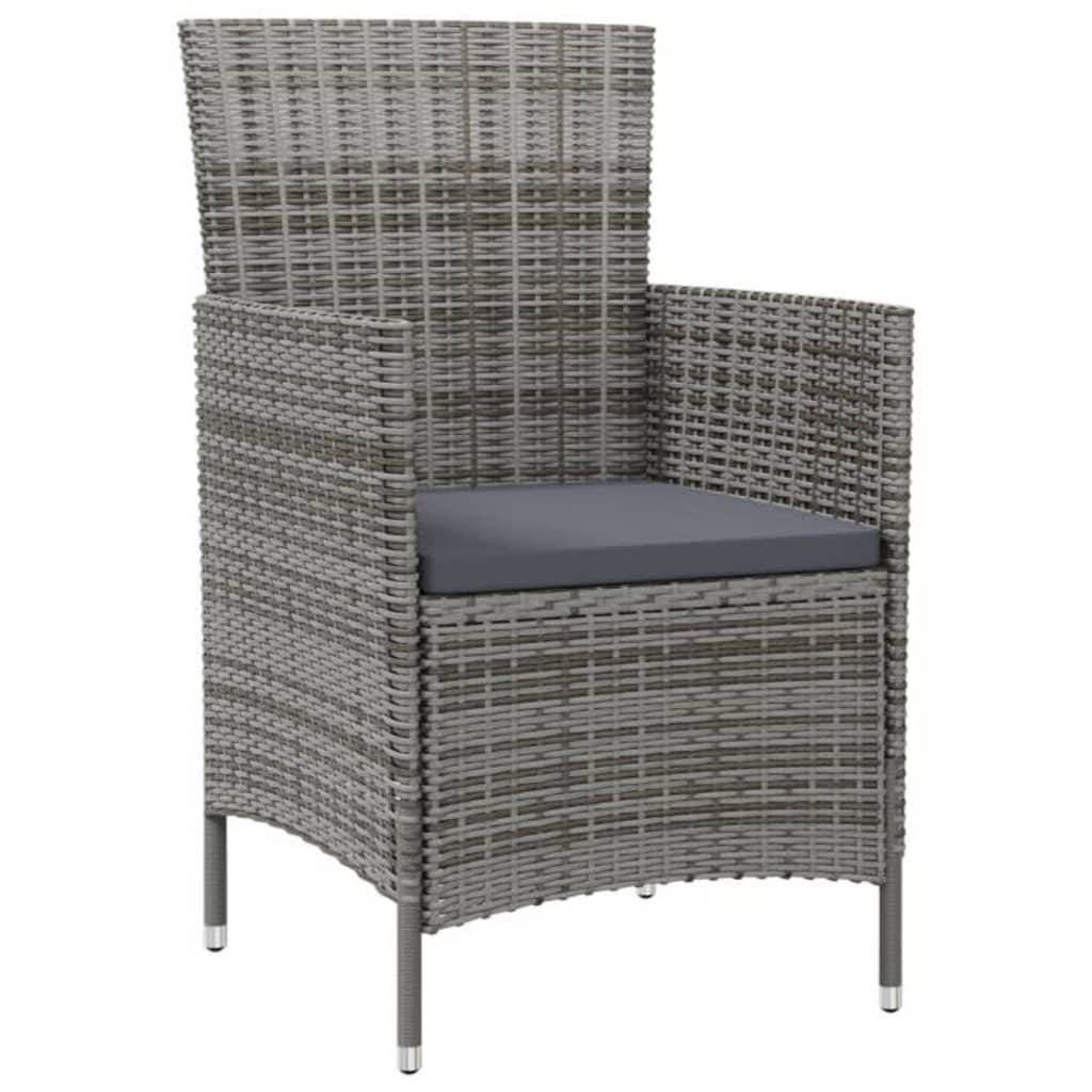 vidaXL 7 Piece Outdoor Dining Set with Cushions Poly Rattan Grey