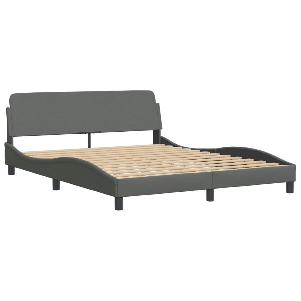 vidaXL Bed Frame without Mattress Dark Grey 152x203 cm Queen Fabric