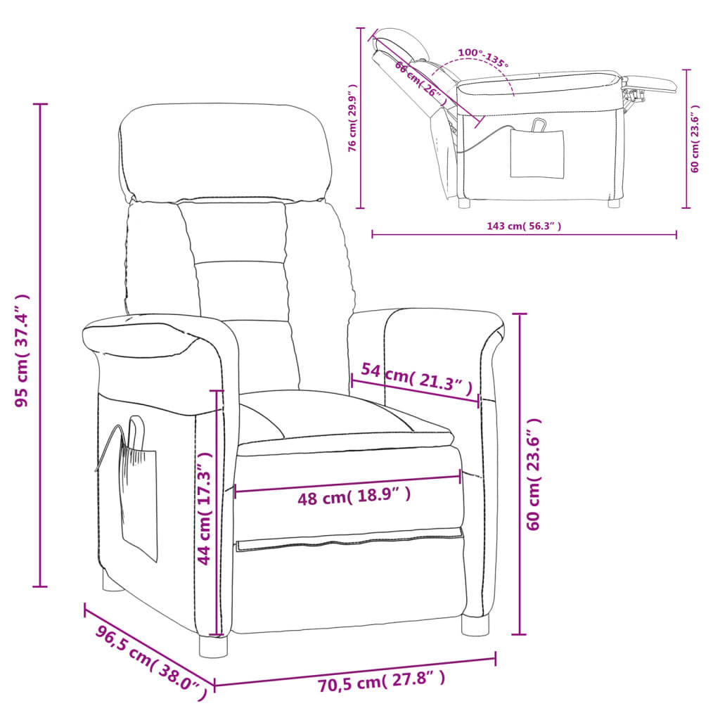 vidaXL Massage Chair Dark Grey Faux Suede Leather