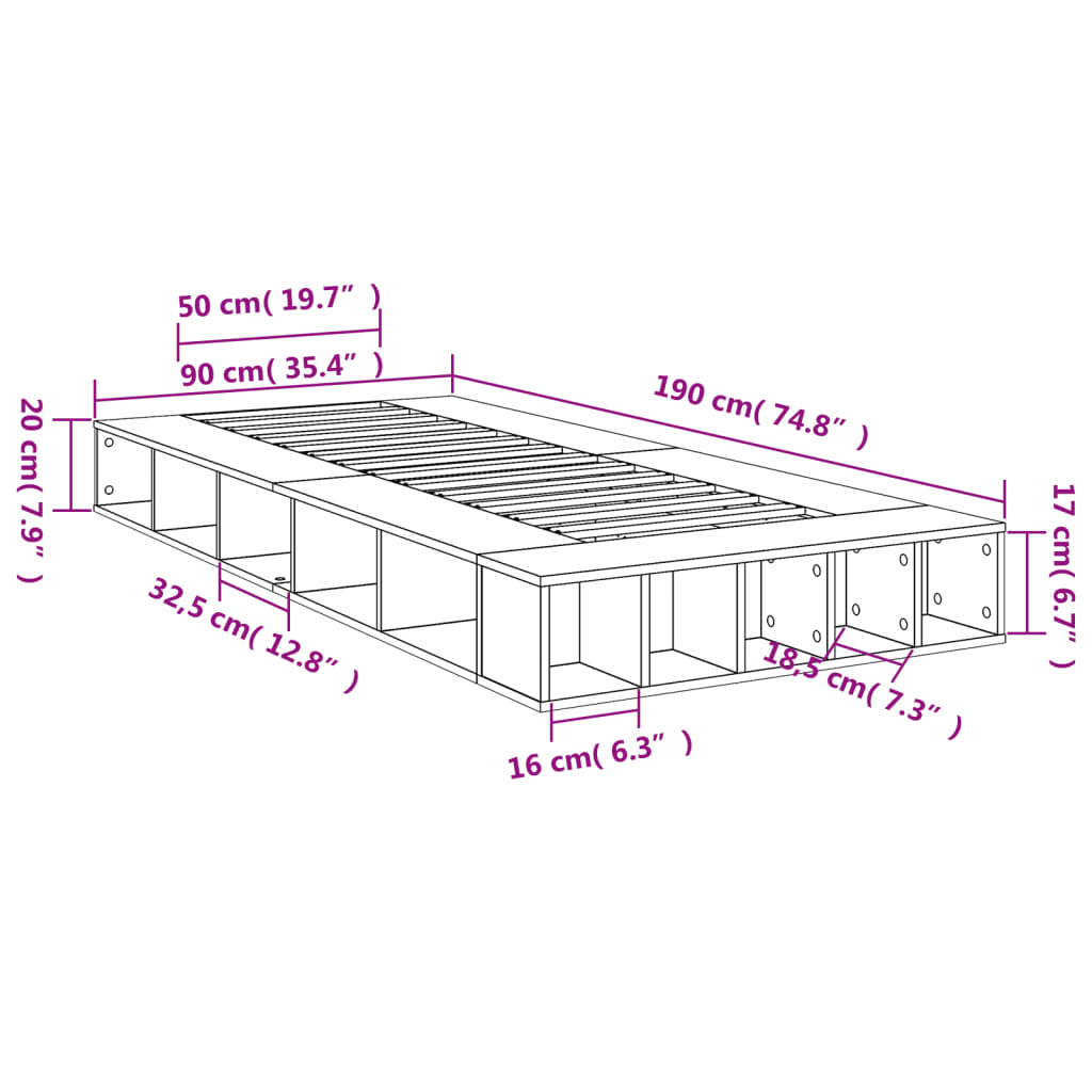 vidaXL Bed Frame without Mattress White 90x190 cm Single