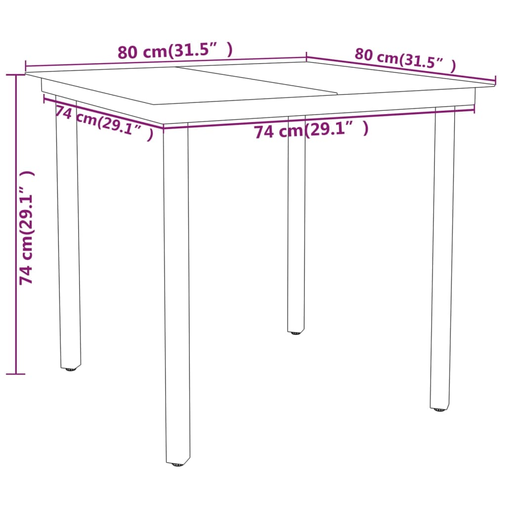 vidaXL 3 Piece Garden Dining Set Black