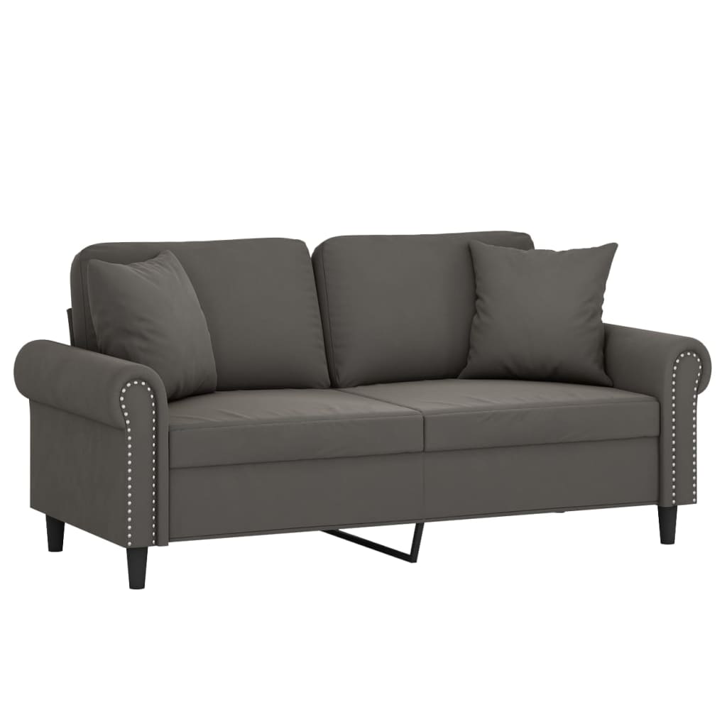 vidaXL 2-Seater Sofa with Pillows&Cushions Dark Grey 140 cm Velvet