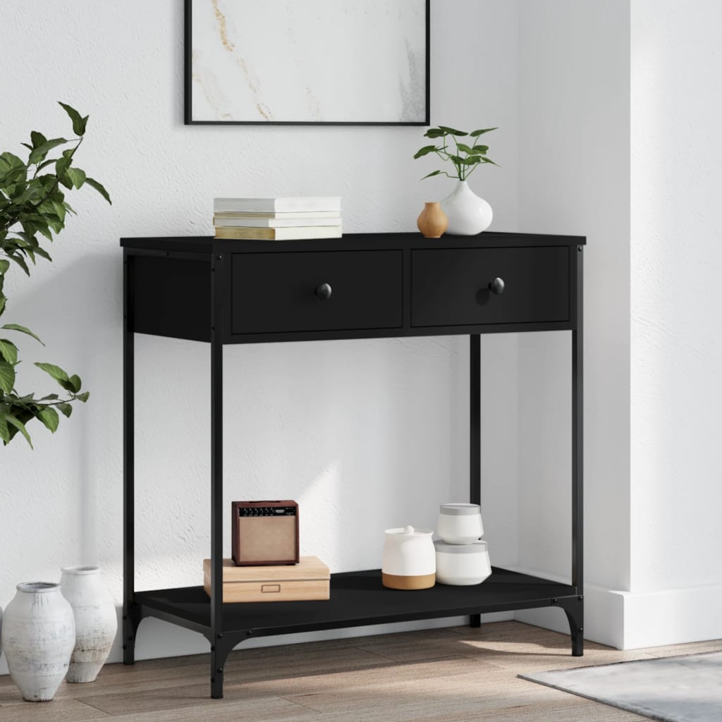 vidaXL Console Table Black 75x34.5x75 cm Engineered Wood