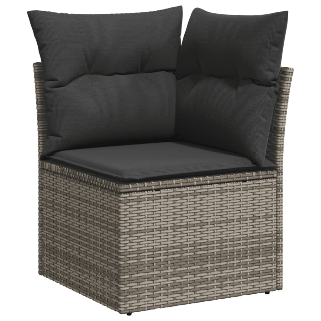 vidaXL 14 Piece Garden Sofa Set with Cushions Grey Poly Rattan