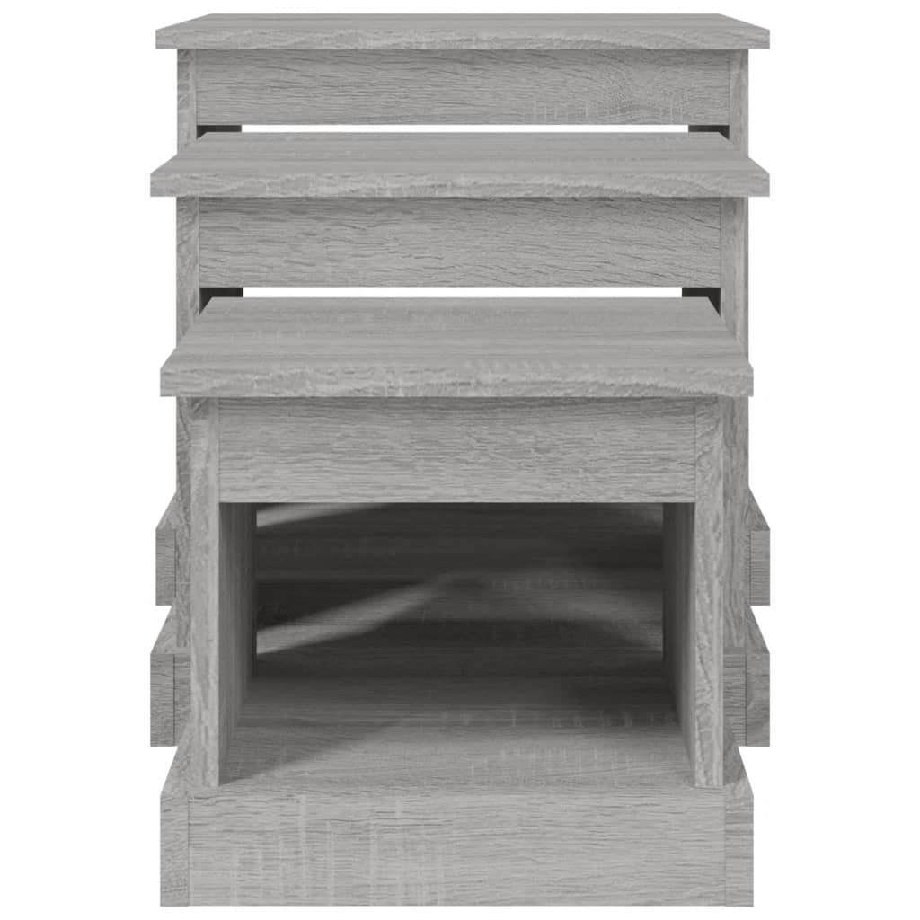 vidaXL Coffee Tables 3 pcs Grey Sonoma Engineered Wood