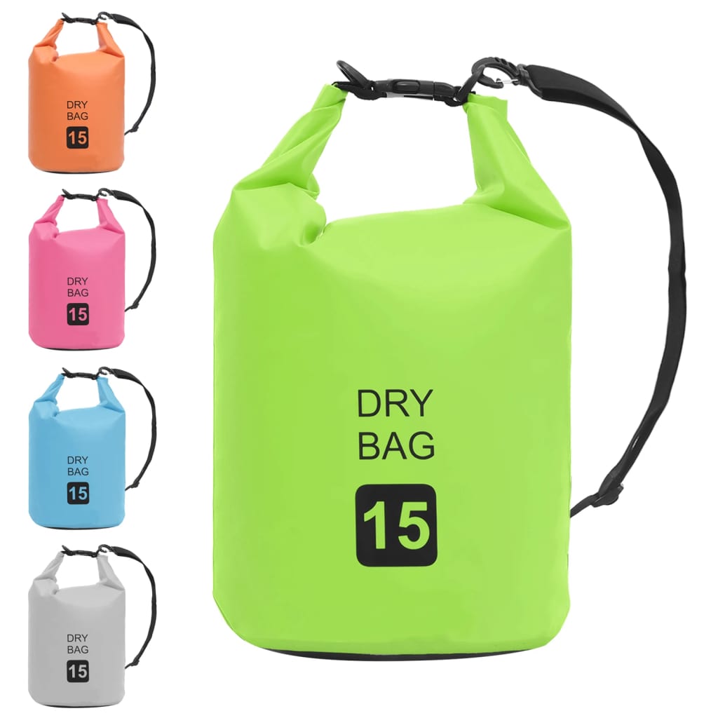 vidaXL Dry Bag Green 15 L PVC