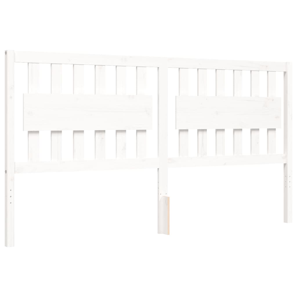 vidaXL Bed Frame with Headboard White Super King Size Solid Wood