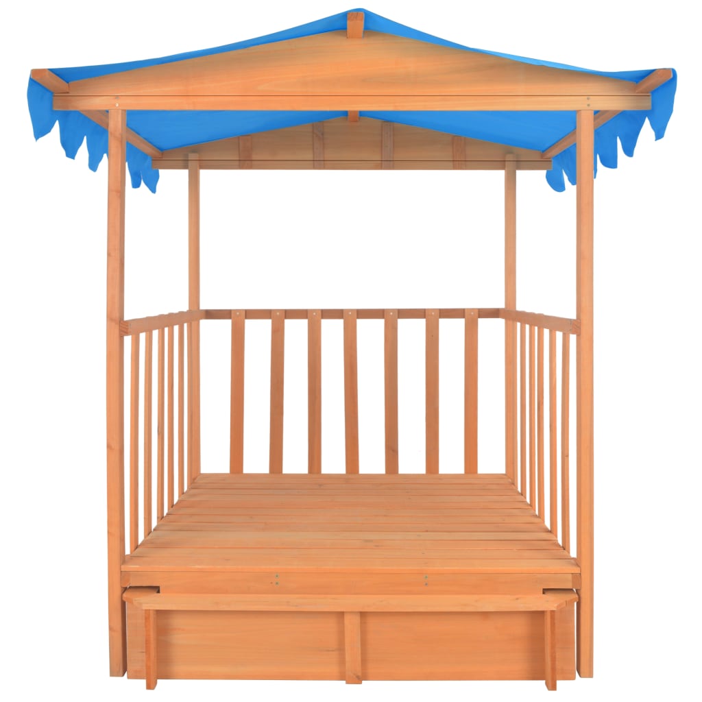 vidaXL Kids Playhouse with Sandbox Fir Wood Blue UV50