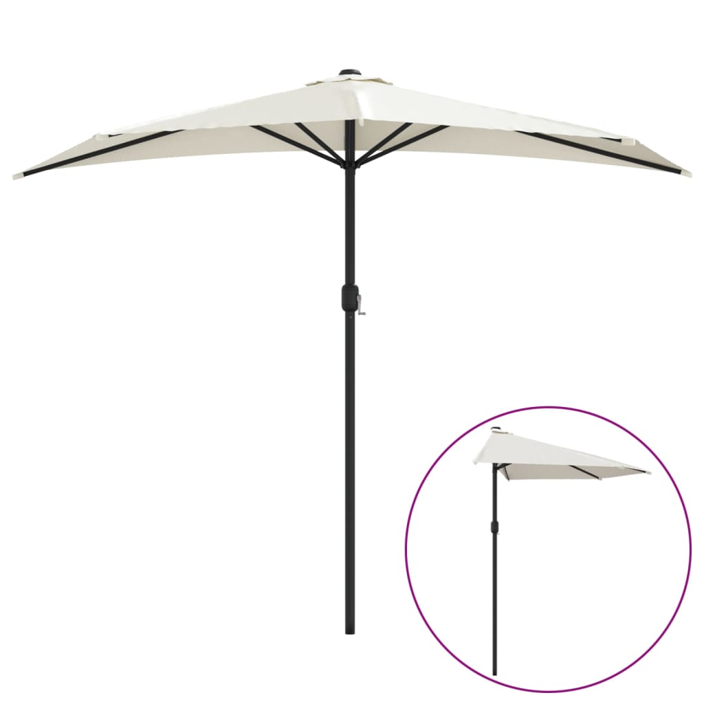 vidaXL Garden Parasol with Aluminium Pole Sand 270x144 cm Half