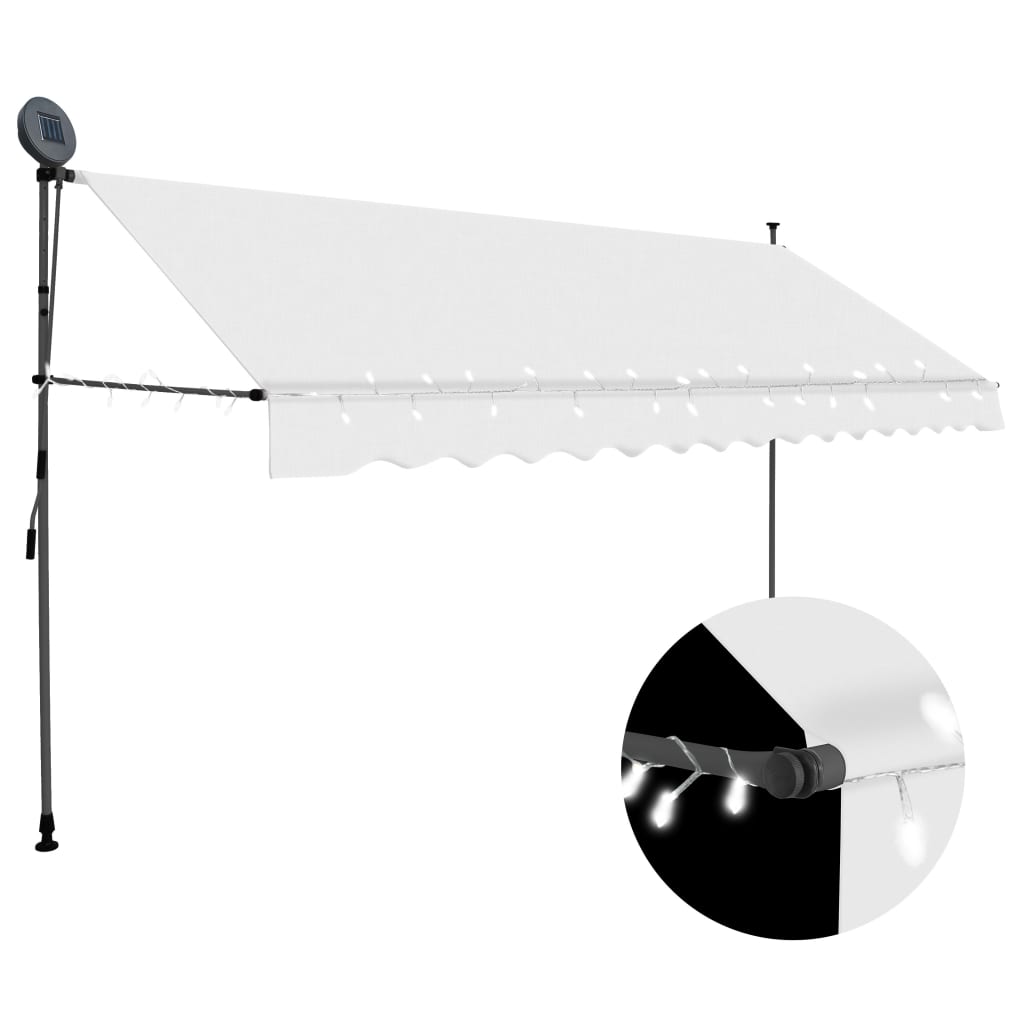 vidaXL Manual Retractable Awning with LED 400 cm Cream