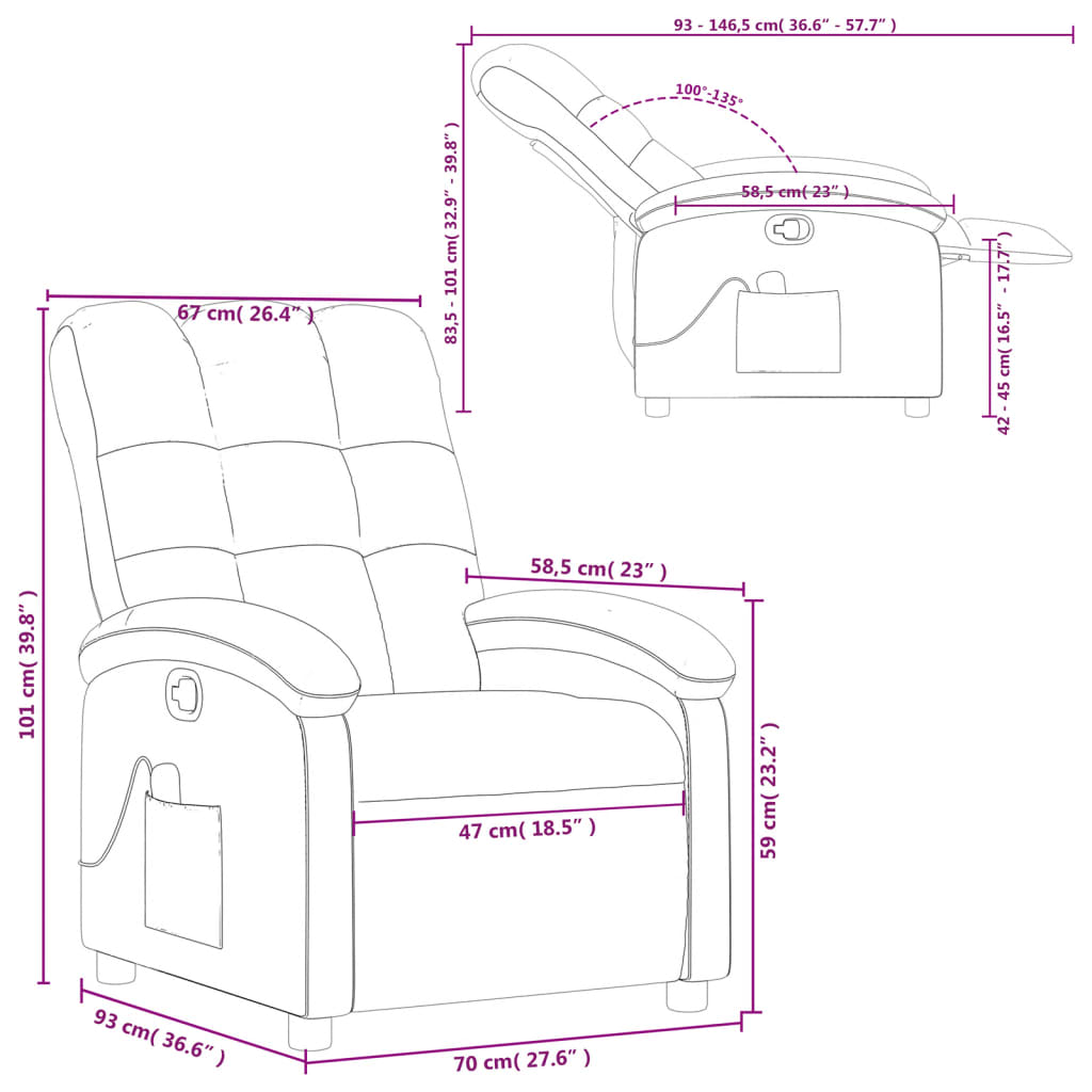 vidaXL Massage Recliner Chair Light Grey Fabric