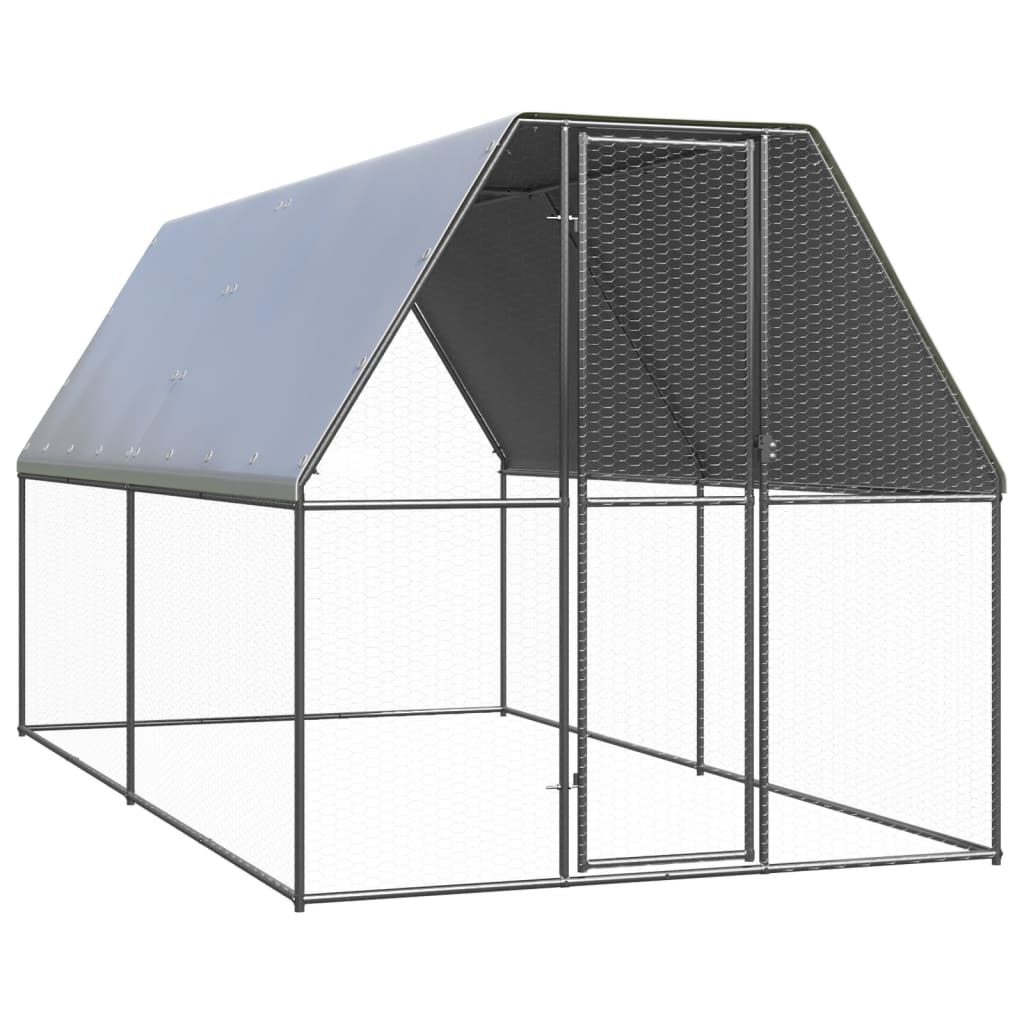 vidaXL Outdoor Chicken Cage 2x4x2 m Galvanised Steel