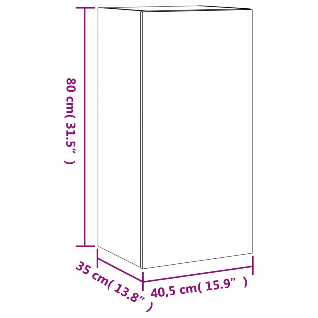 vidaXL TV Wall Cabinet with LED Lights White 40.5x35x80 cm