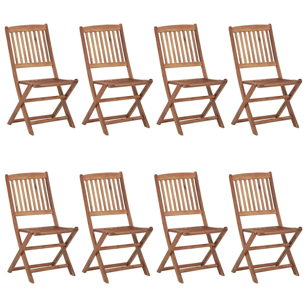 vidaXL Folding Garden Chairs 8 pcs with Cushions Solid Acacia Wood