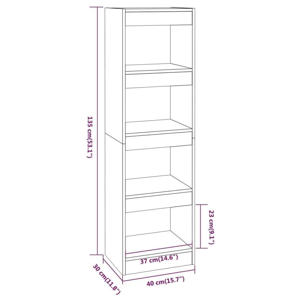 vidaXL Book Cabinet/Room Divider White 40x30x135 cm