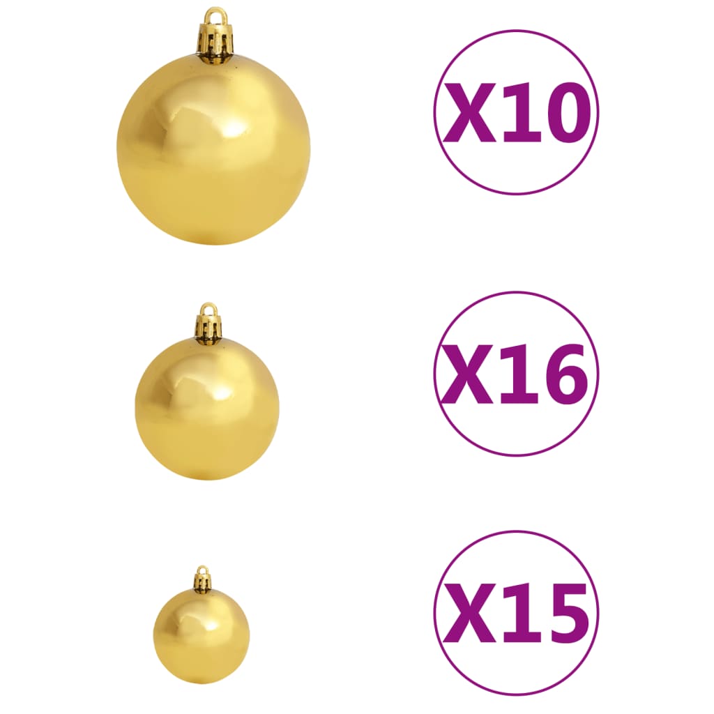 vidaXL Artificial Hinged Christmas Tree 300 LEDs & Ball Set 180 cm