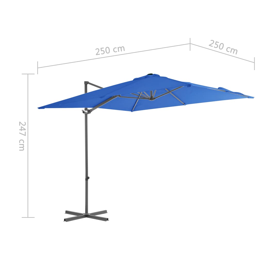 vidaXL Cantilever Garden Parasol with Steel Pole Azure Blue 250x250 cm