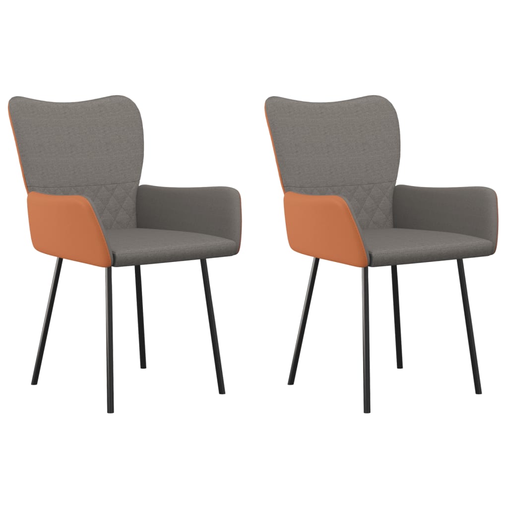 vidaXL Dining Chairs 2 pcs Light Grey Fabric and Faux Leather