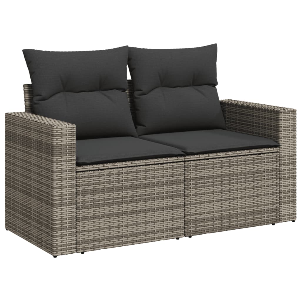 vidaXL 7 Piece Garden Sofa Set with Cushions Grey Poly Rattan