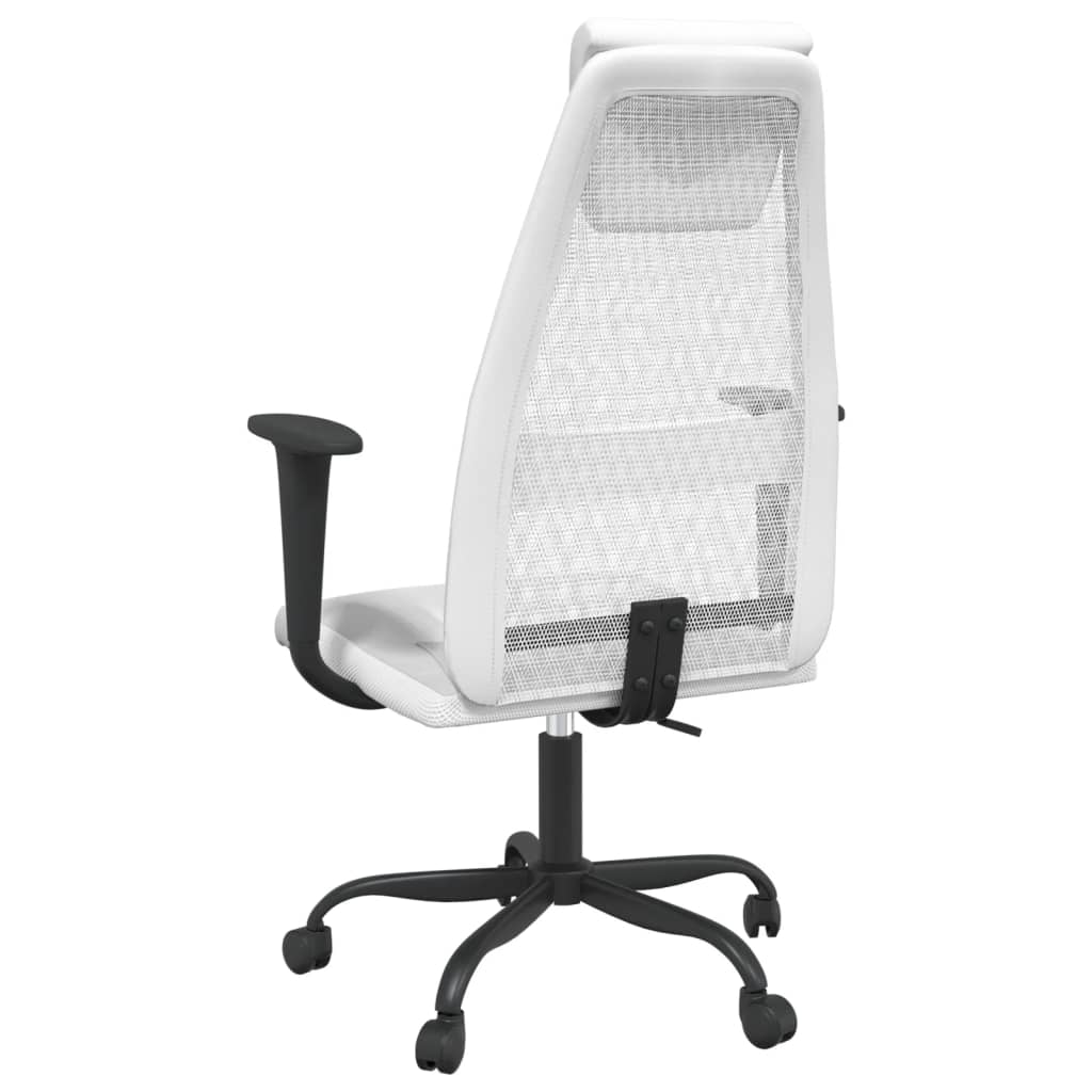 vidaXL Office Chair White Mesh Fabric and Faux Leather