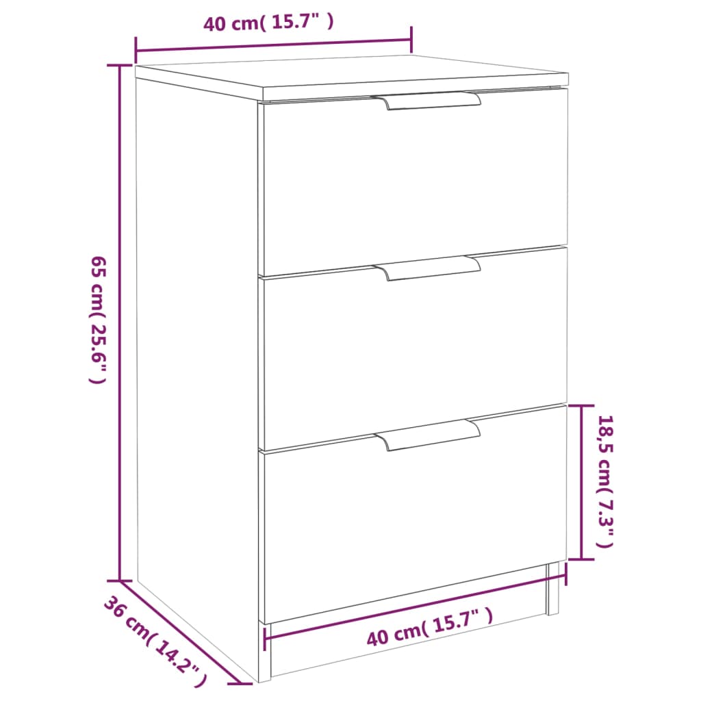 vidaXL Bedside Cabinets 2 pcs White 40x36x65 cm