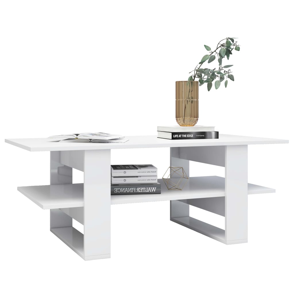 vidaXL Coffee Table High Gloss White 110x55x42 cm Engineered Wood