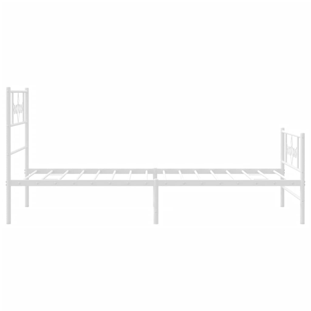 vidaXL Metal Bed Frame without Mattress with Footboard White 90x190 cm Single